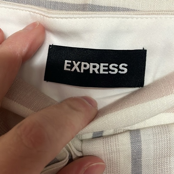 Express size 18 high rise midi white with multicolor stripes and tie 3” shorts - Picture 3 of 9